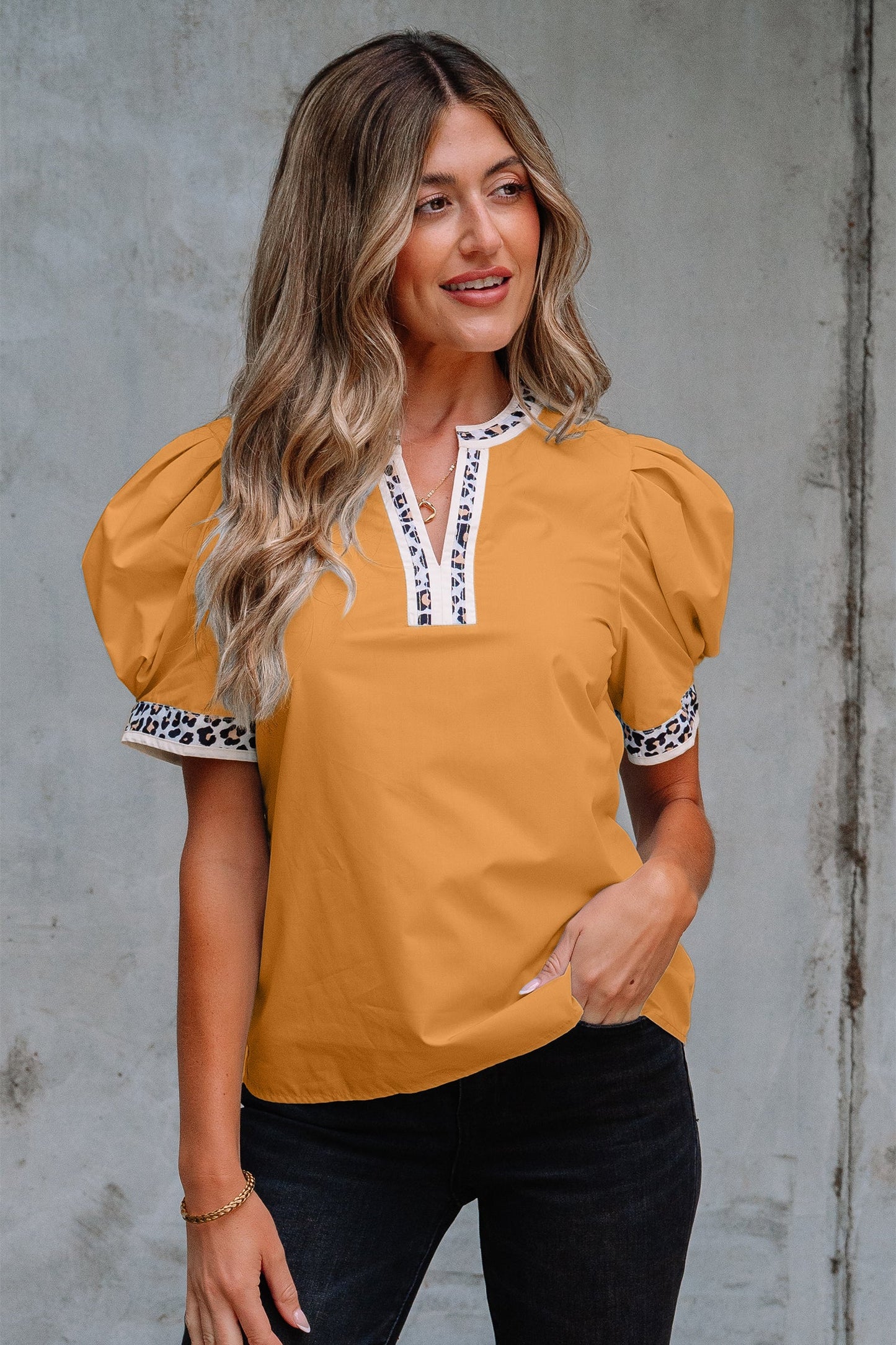 Gia Trim Puff Sleeve Blouse
