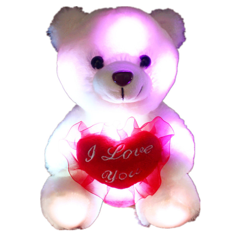Love Colorful Luminous Bear Recording Hug Plush Toy Doll Birthday Gift