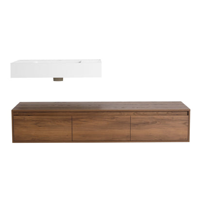 Modern Wall Mounted Bathroom Vanity With Resin Sink And Soft Close Drawer