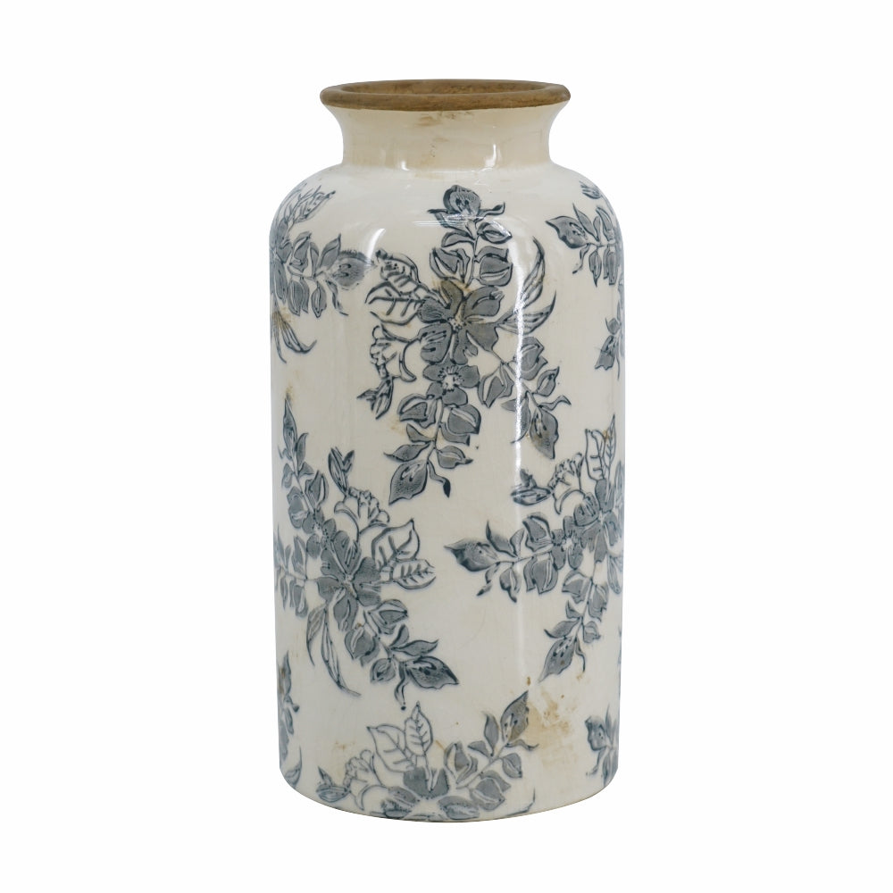 5.3x5.3x10.2" Flower Vase with Floral Pattern