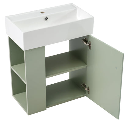 21.6 Inch Modern Floating Bathroom Vanity with Ceramic Basin