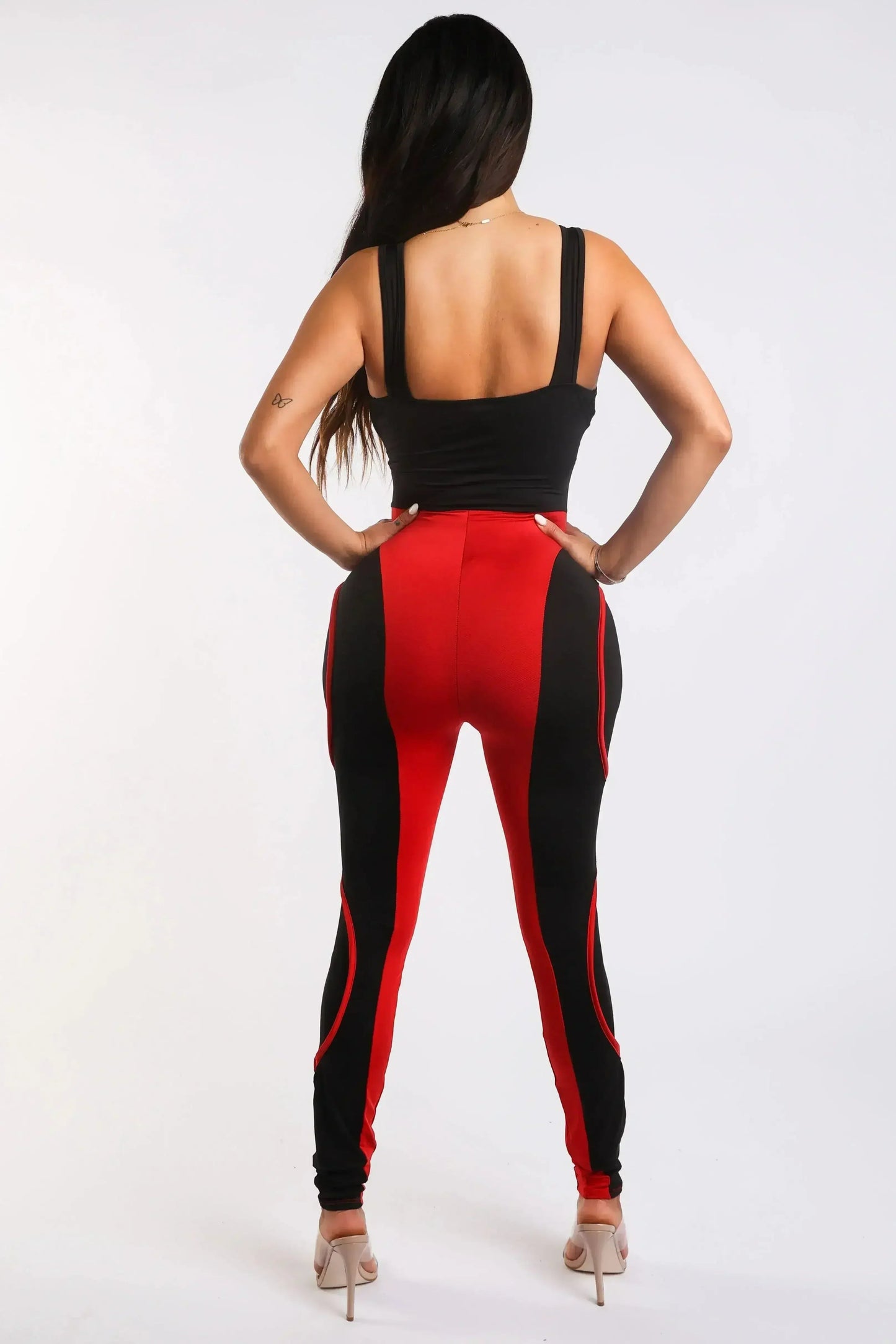 Colorblock Jumpsuit With Binding Detail Square Neck Sleeveless