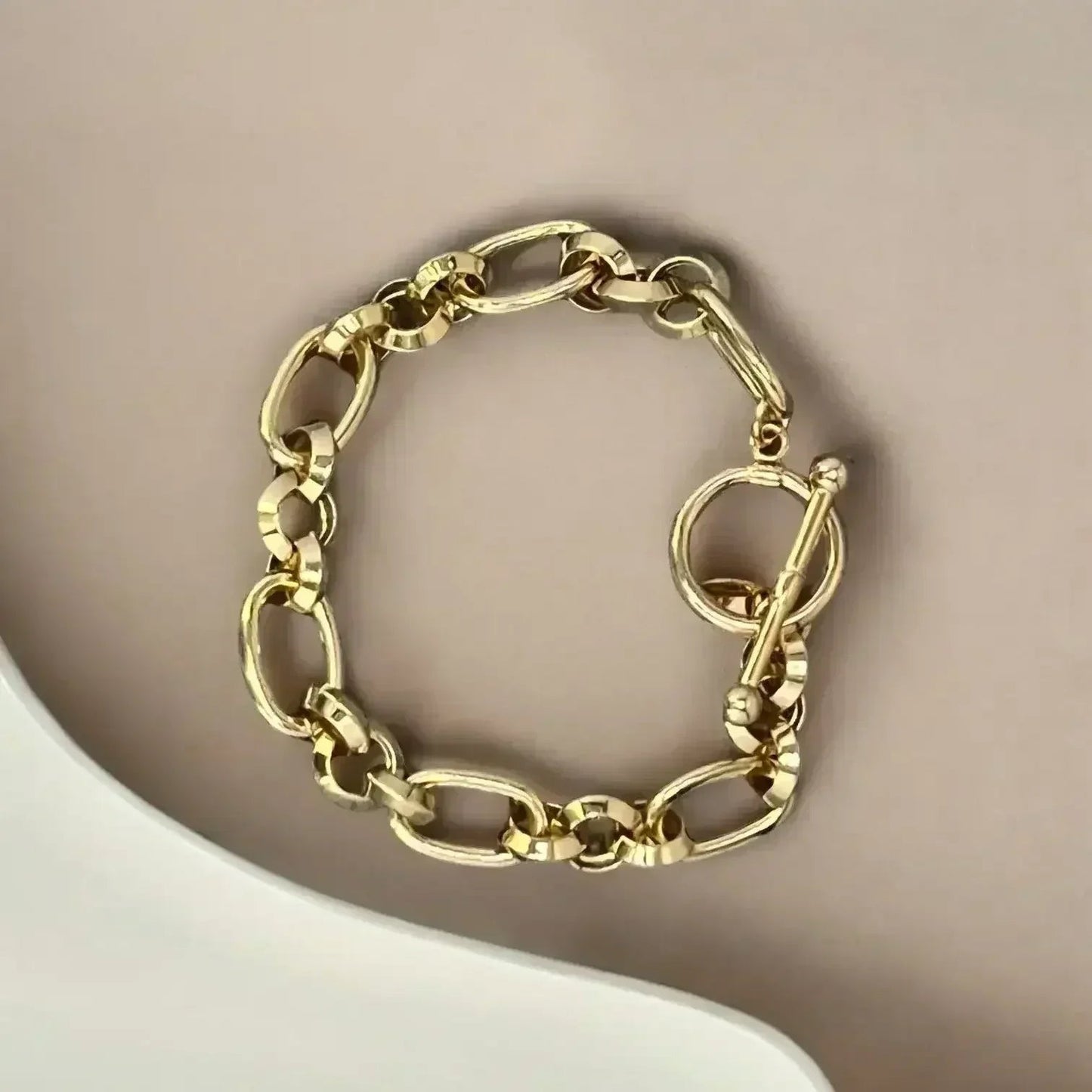 Chunky Cable Chain Link Hypoallergenic Toggle Clasp Fashion Bracelet