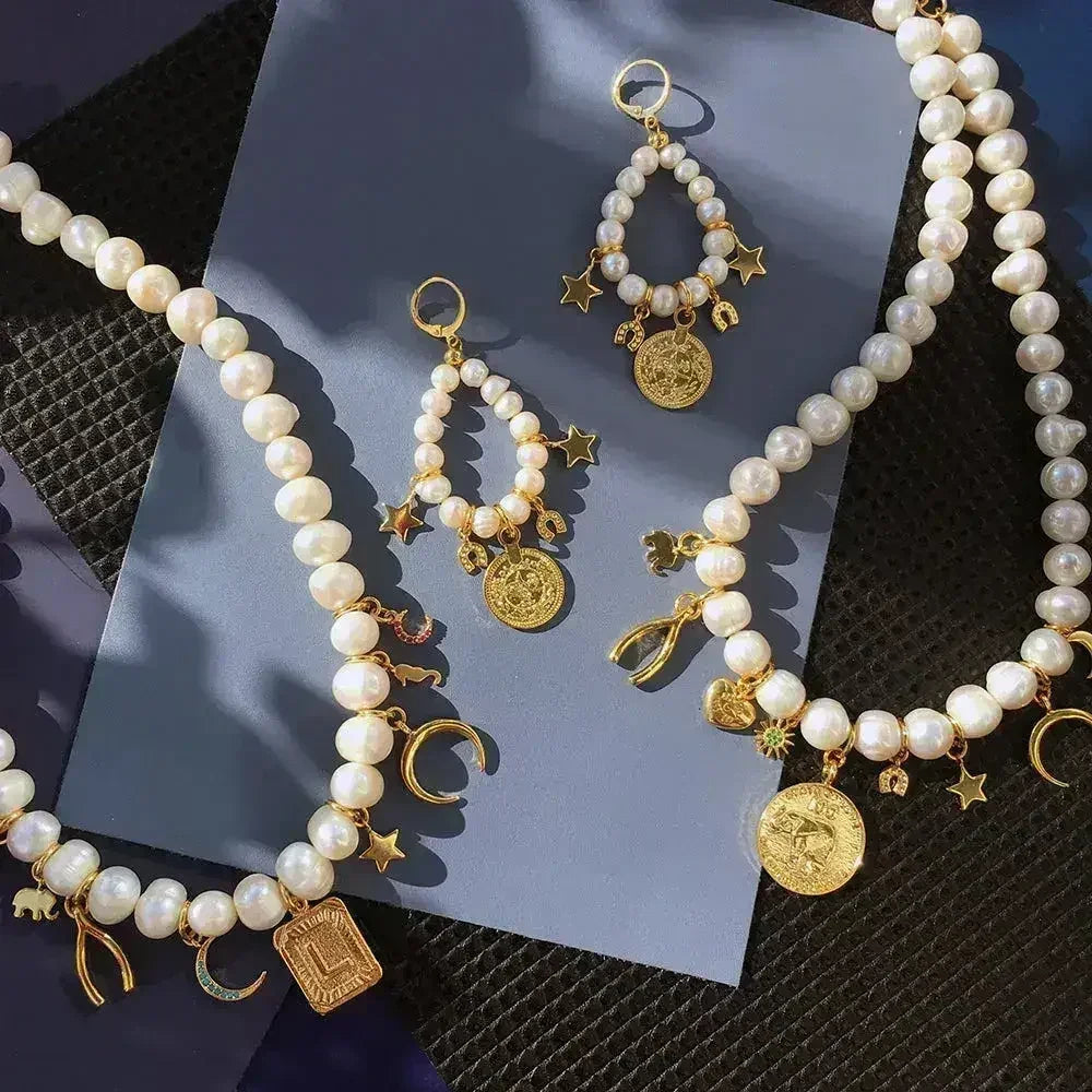 Lucky Charm Pearl Earrings | Gold Plated Freshwater Pearls - Femstylo