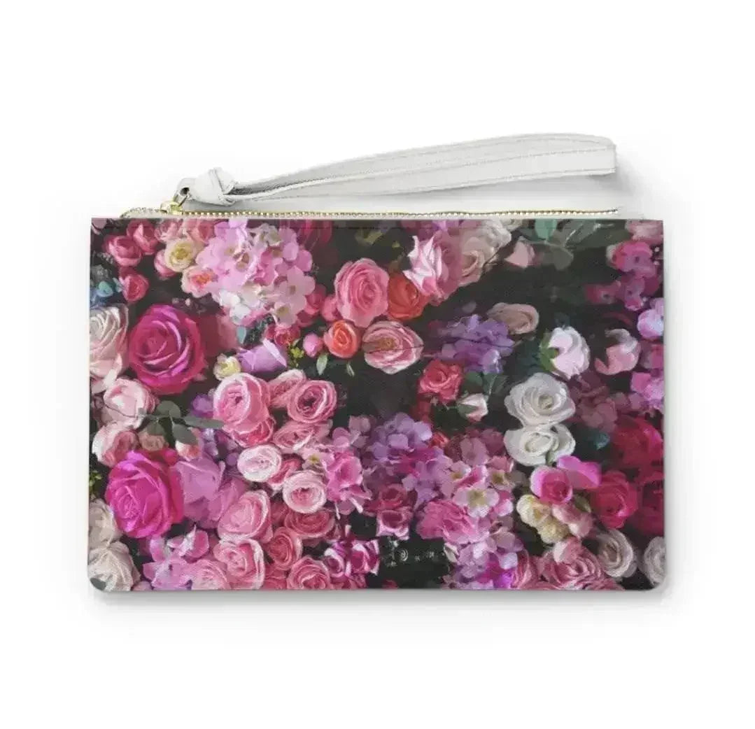 Floral Bouquet Designed Zipped Clutch Bag