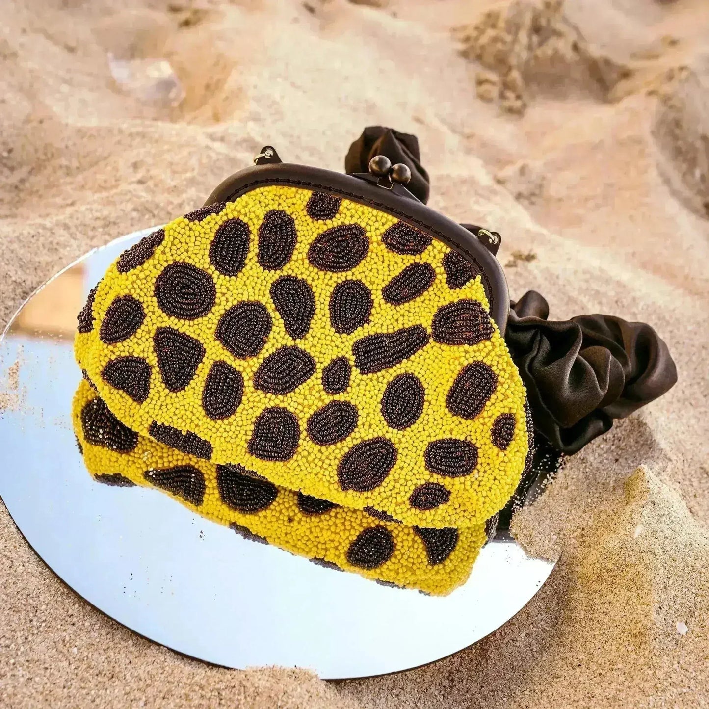 ARNOLDI VENOM Hand-beaded Clutch, in Black & Yellow