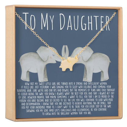 Daughter Elephant Pendant Necklace