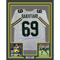 Framed Autographed/Signed David Bakhtiari 35x39 Green Bay White Football Jersey JSA COA