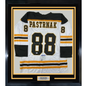 Framed Autographed/Signed David Pastrnak 35x39 Boston White Hockey Jersey PSA/DNA COA