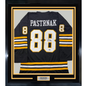 Framed Autographed/Signed David Pastrnak 35x39 Boston Black Hockey Jersey PSA/DNA COA