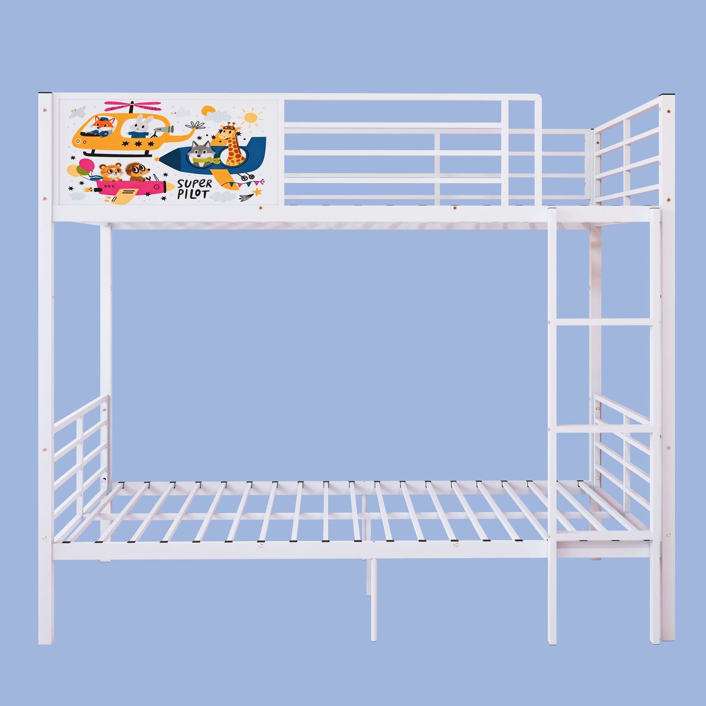 Bunk Bed, Convertible To 2 Separate Twin Size Beds With Full Length Guardrail & Ladder, No Box Spring Needed - White
