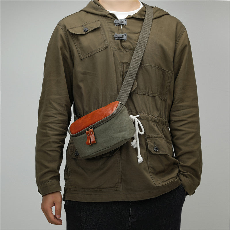 Minimalist Niche Artistic Street-Style Vintage Pure Cotton Canvas Crossbody Bag