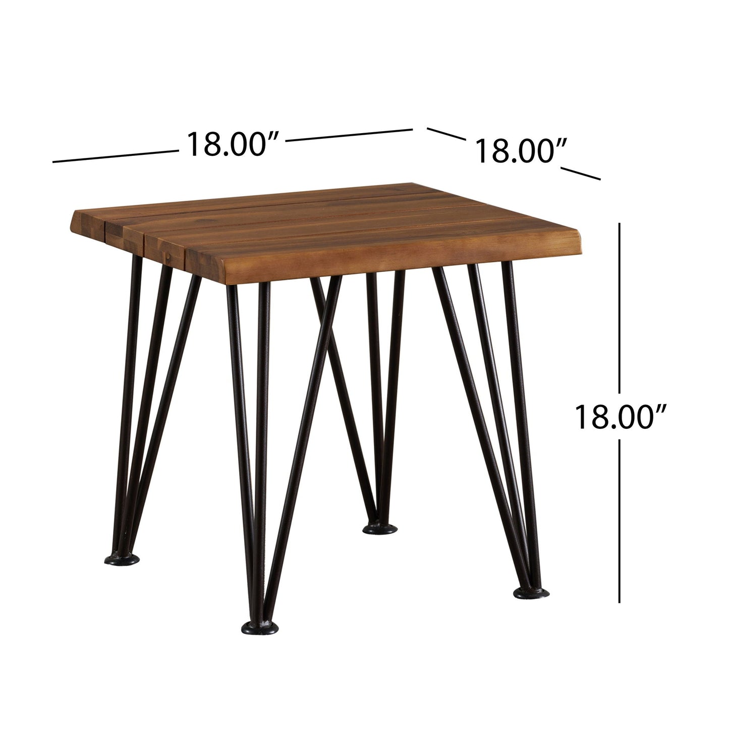 Zion Outdoor Industrial Iron Coffee Table and 2 Side Tables - Teak