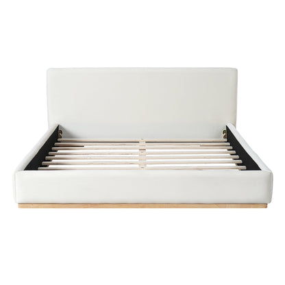 Elegant Upholstered Bed with Solid Wood Frame - Queen