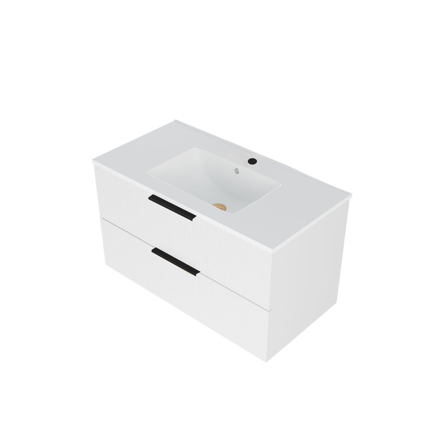 Modern Wall Mounted Floating Bathroom Vanity With Sink And Drawers