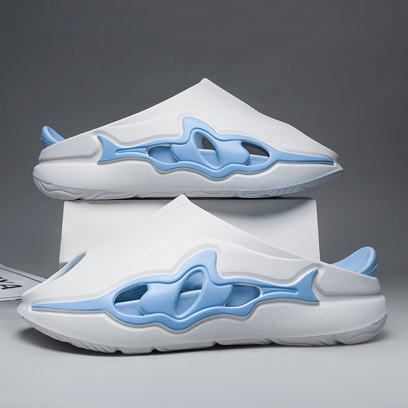 Sports-style Non-slip Deodorizing Thick-soled Shark Slippers For Home Use