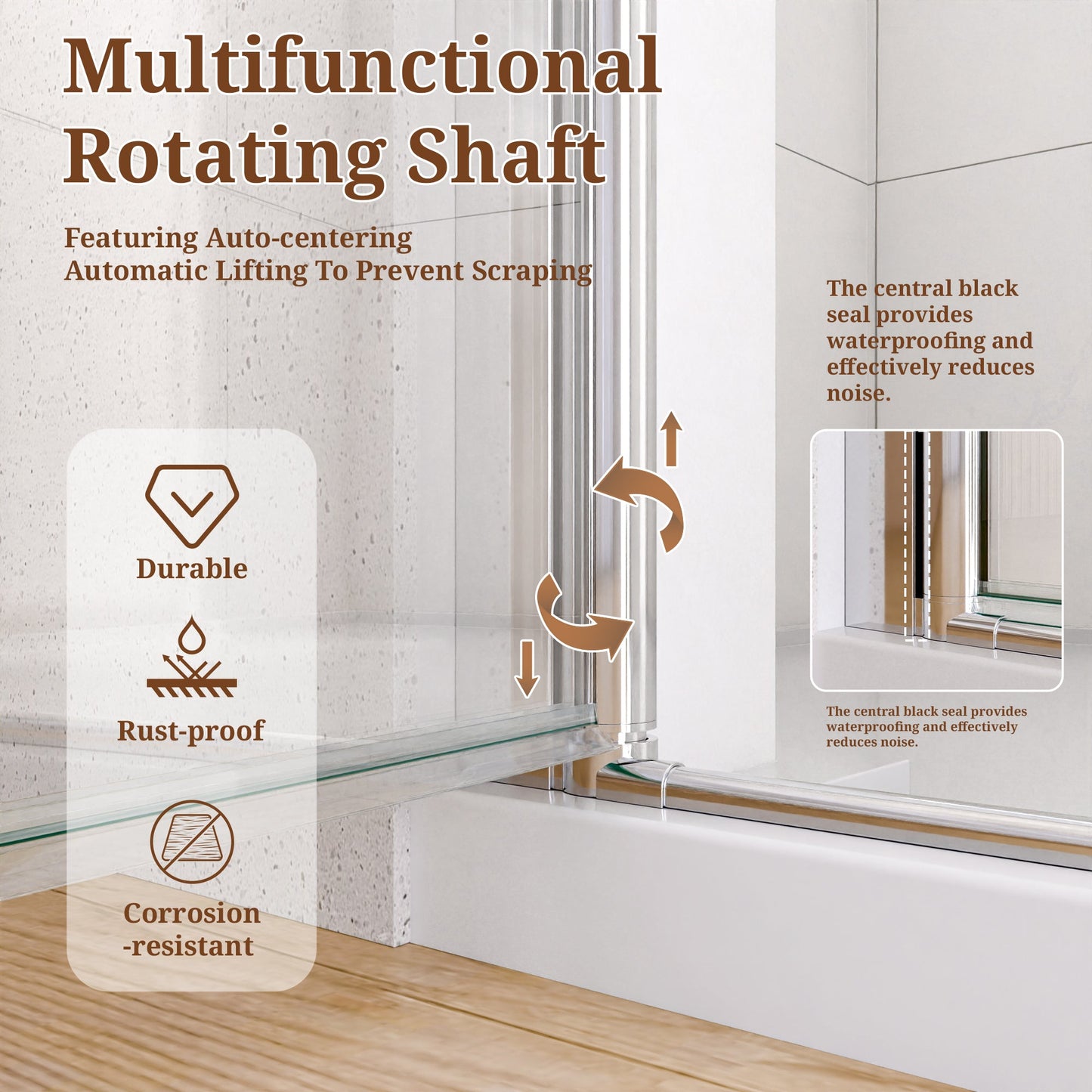 24" W x 72" H Semi-Frameless Circular Pivot Shower Door
