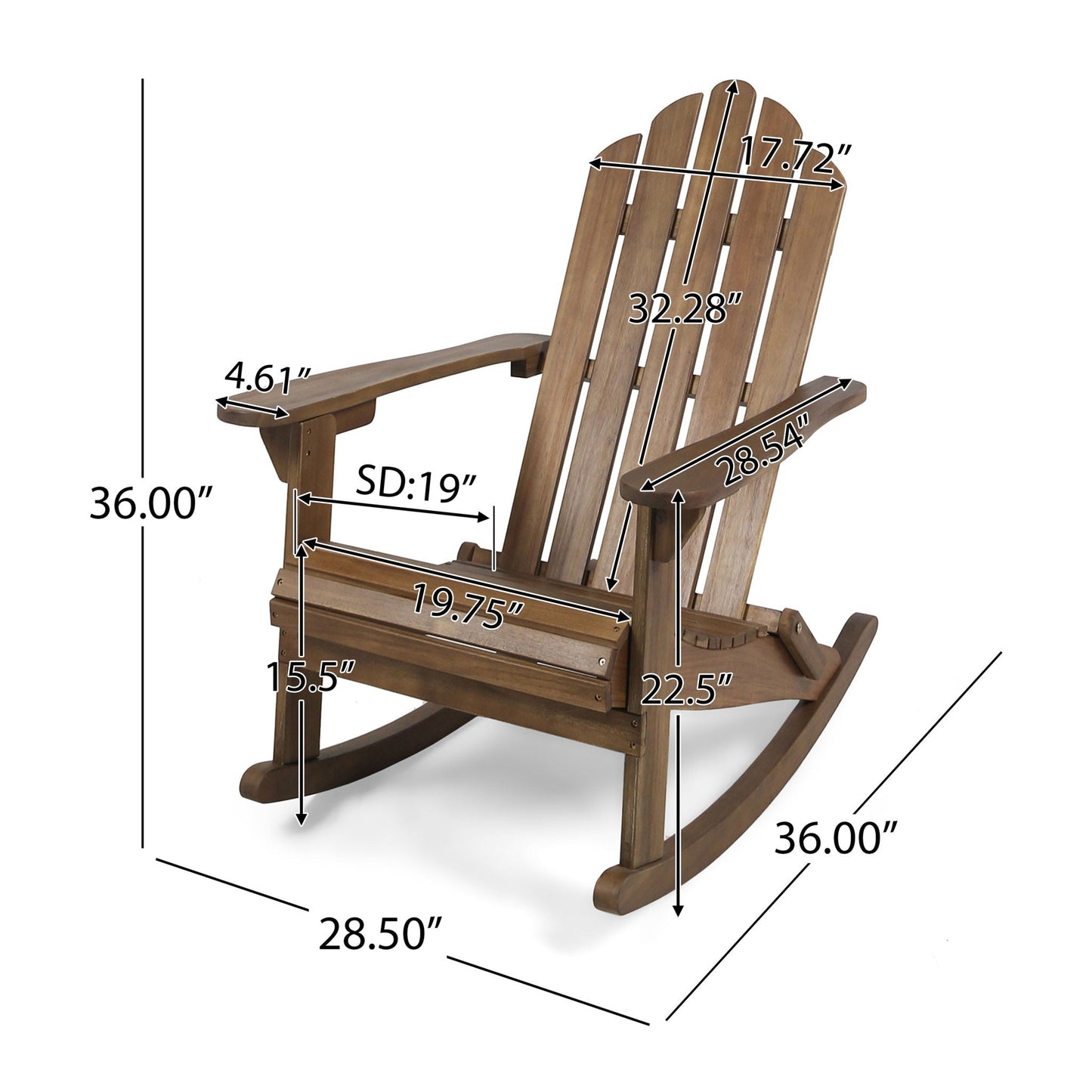 Echoes Outdoor Acacia Wood Adirondack Rocking Chair