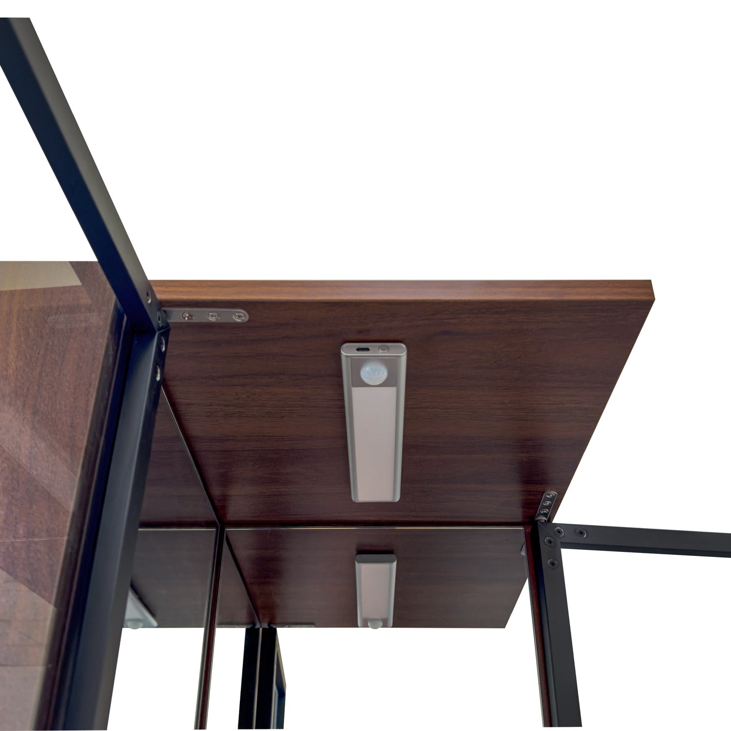 70" Display Cabinet with Glass Doors and Lights, Multi-Tier Storage