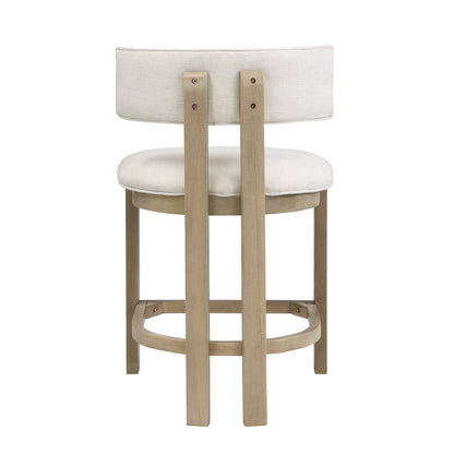 26" Counter Height Bar Stool, Upholstered Counter Stools (Set of 2) - Light Ash + Beige