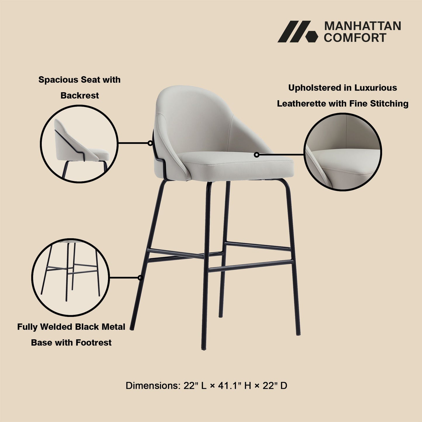 Gracie - Upholstered Barstool