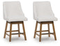 Cabalynn - Upholstered Swivel Barstool (Set of 2) - Oatmeal / Light Brown