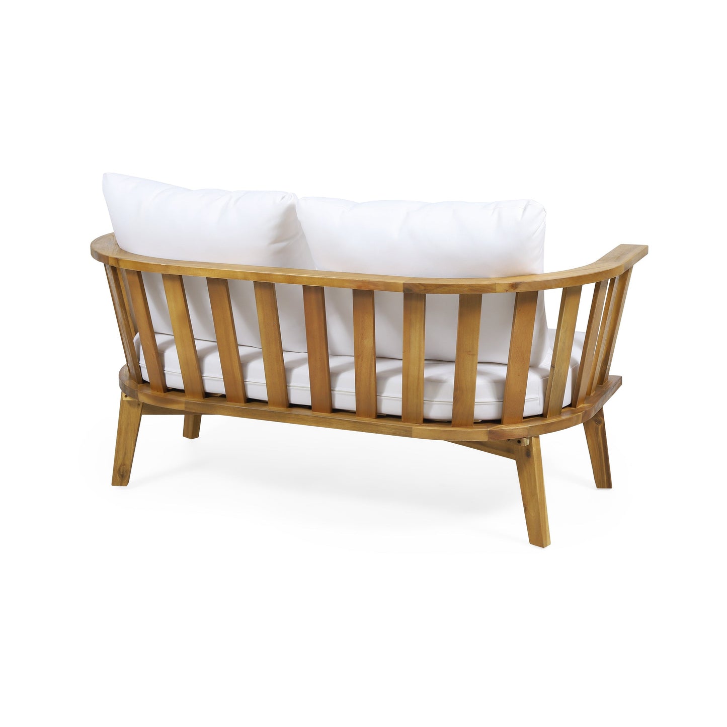 2-Person Outdoor Acacia Wood Patio Seating Group with Cushions and Coffee Table