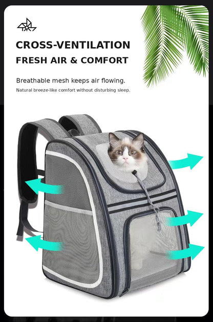 Cat Backpack Carrier Large Pet Backpack For Small Dog Medium Cat Puppy Kitten Bunny Up To 13lbs, Ventilated Mesh Dog Collapsible Travel Backpack For Hiking Walking Outdoor