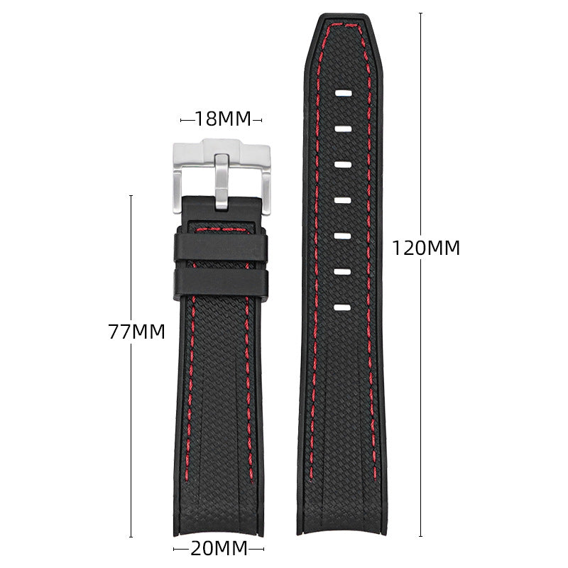 Curved-end Strap 20mm Silicone Watch Band For Men