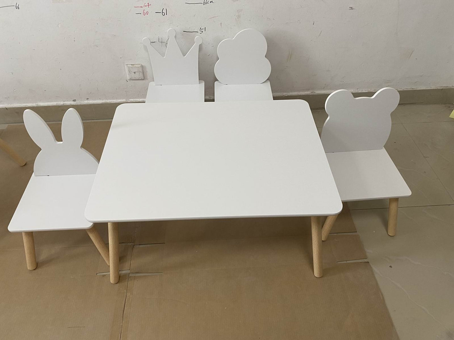 Big Kids Table and 4 Chairs Set, 5 Pieces Toddler Table and Chair Set