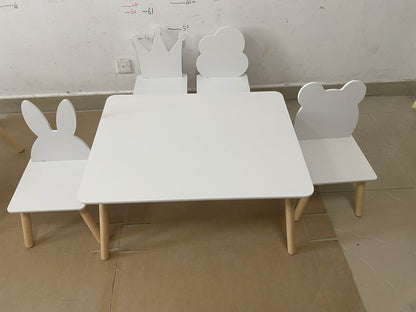 Big Kids Table and 4 Chairs Set, 5 Pieces Toddler Table and Chair Set