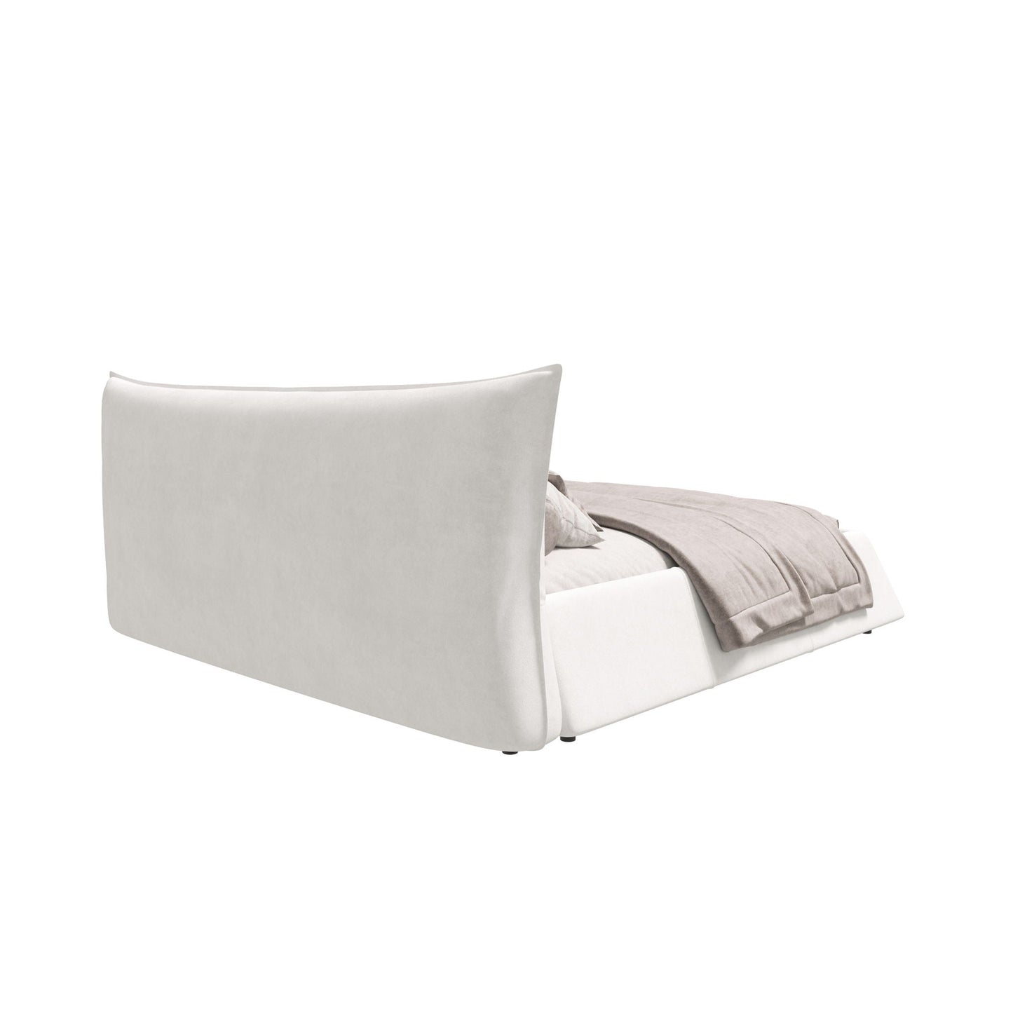 Upholstered Platform Bed With Special Shaped Headboard