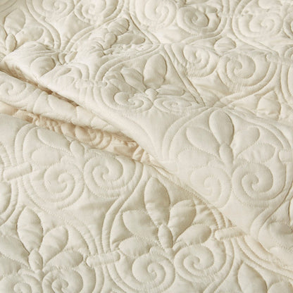 3 Piece Split Corner Pleated Quilted Bedspread