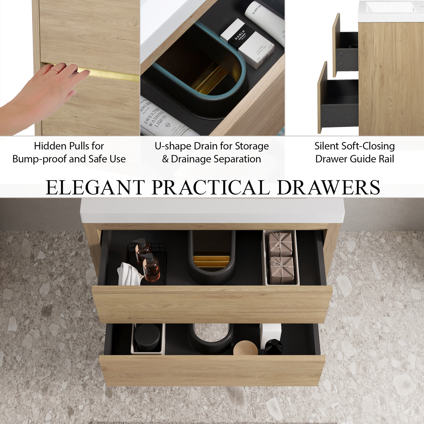 30" Wall-Mounted Bathroom Vanity with Sink, Floating Storage Cabinet