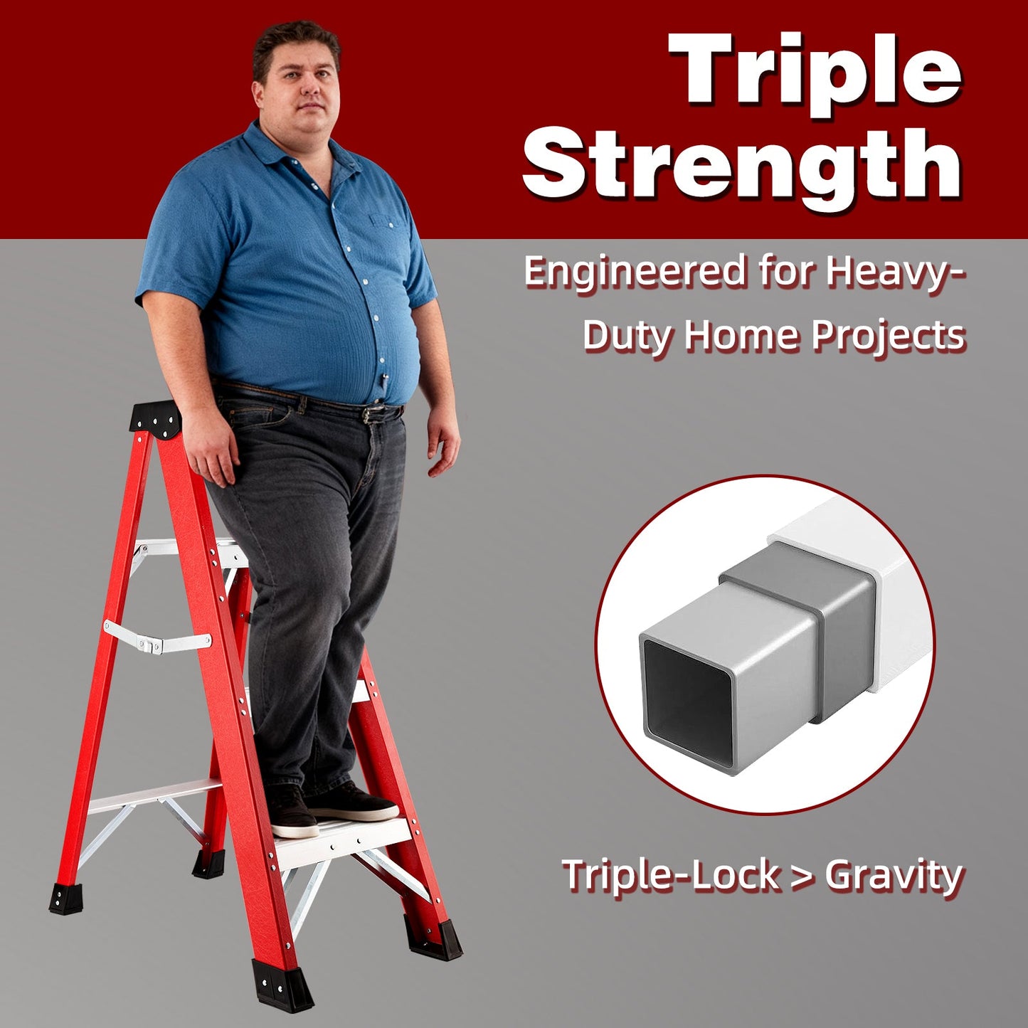Fiberglass Single-Sided Stepladder for Electrical and Construction Use