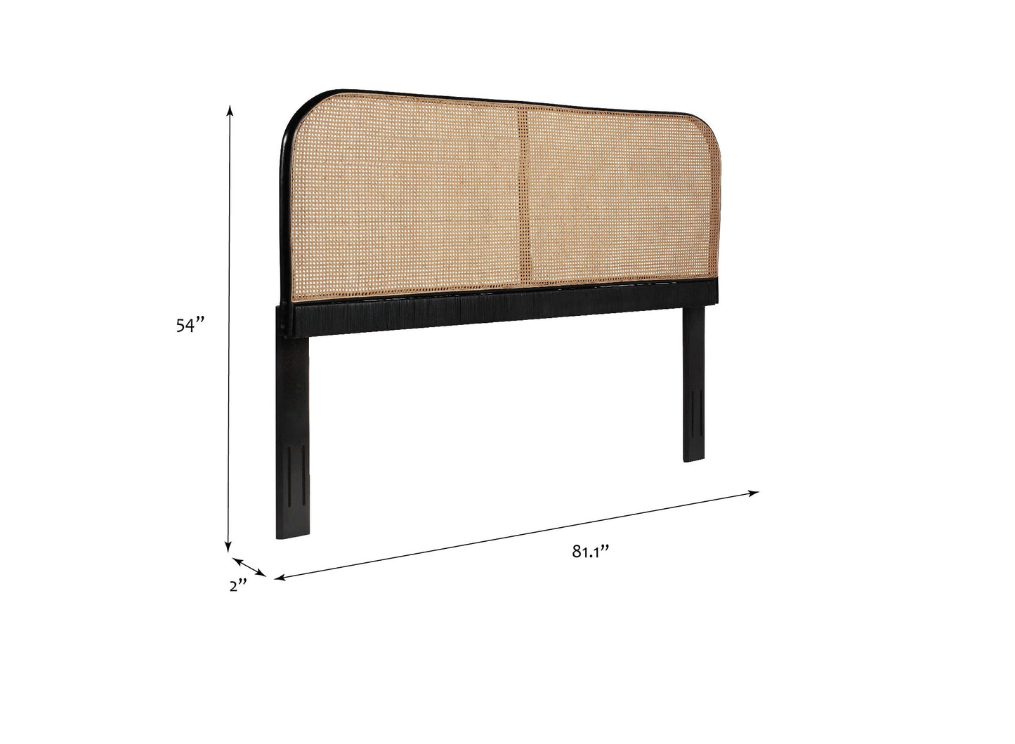 King Size Cane and Teak Rattan Headboard Adjustable Bed