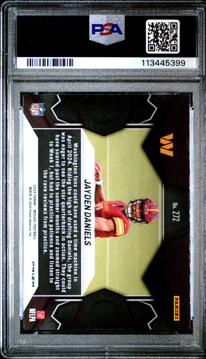 Graded 2024 Panini Mosaic Jayden Daniels #272 Reactive Blue Rookie RC Football Card PSA 10 Gem Mint