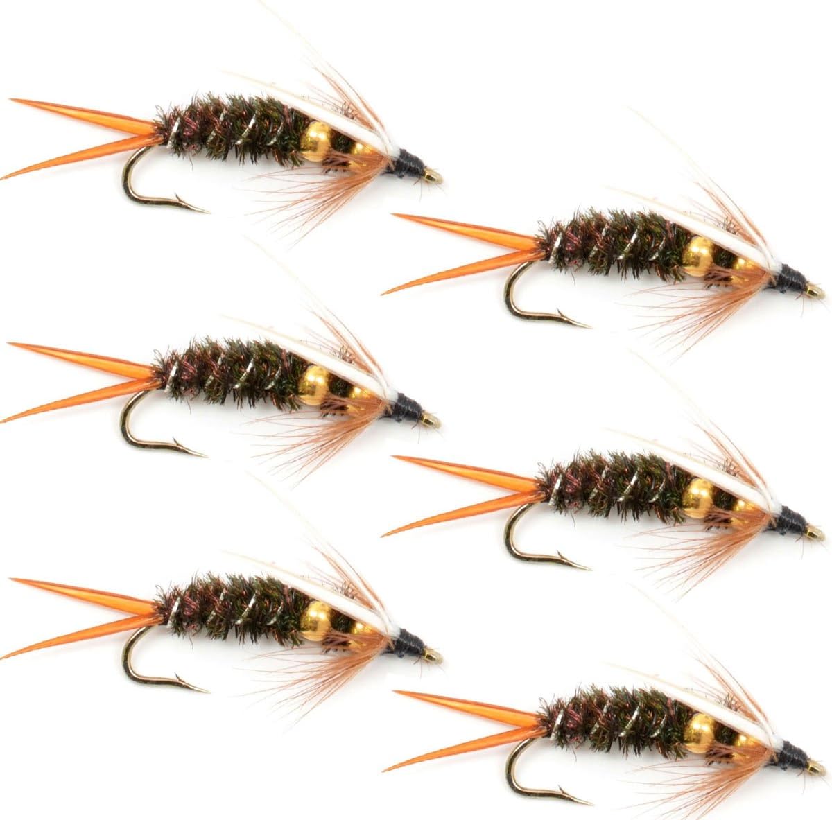Double Bead Prince Nymph Fly Fishing Flies - 6 Flies Hook Size 14
