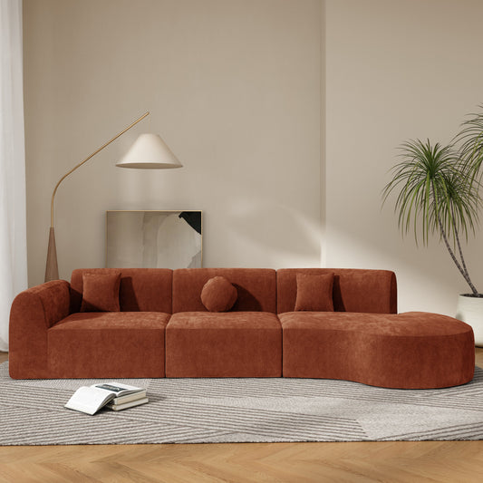 140" Modern Curved Sectional Sofa with Chaise Lounge