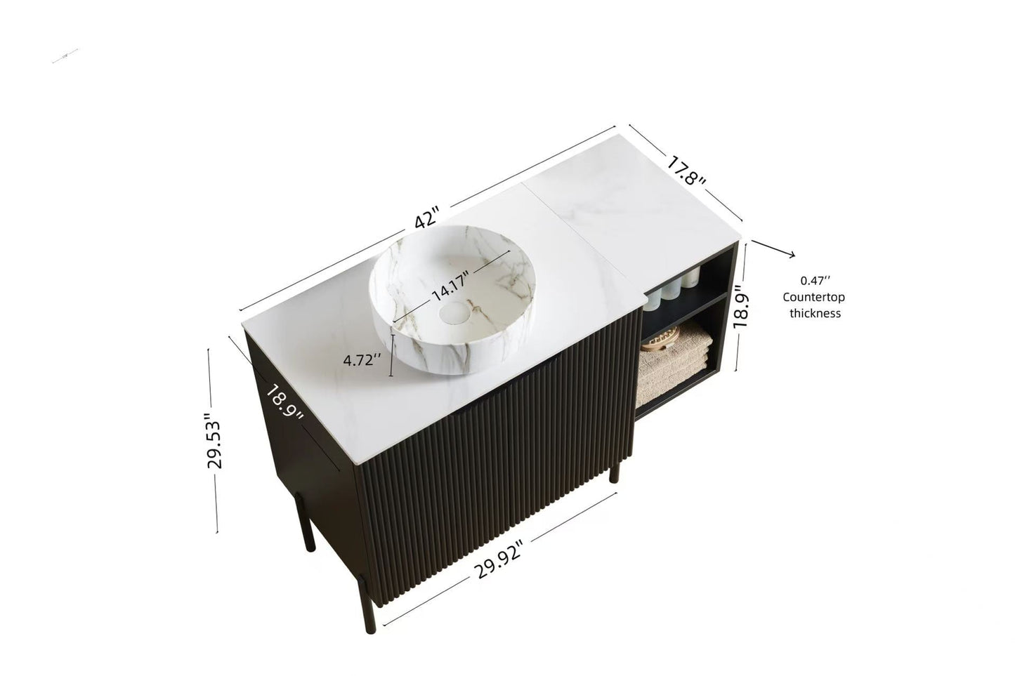 Turio 42" Bathroom Freestanding and Wall Mounted Storage Cabinet