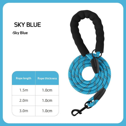 Thickened Reflective Dog Leash - Durable Nylon Pet Walking Lead for Medium Large Dogs