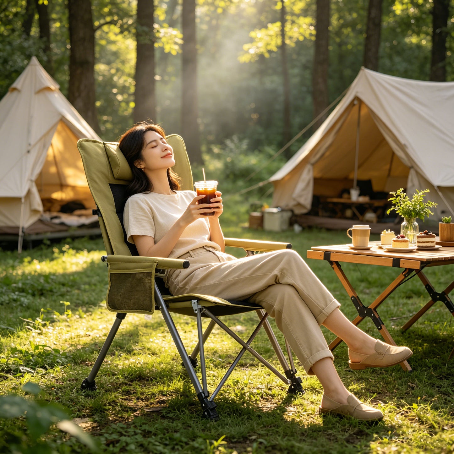 5-Position Adjustable Reclining Camping Chair