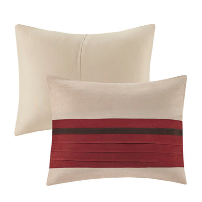 7 PC Pieced Faux Suede Comforter Set Red Queen