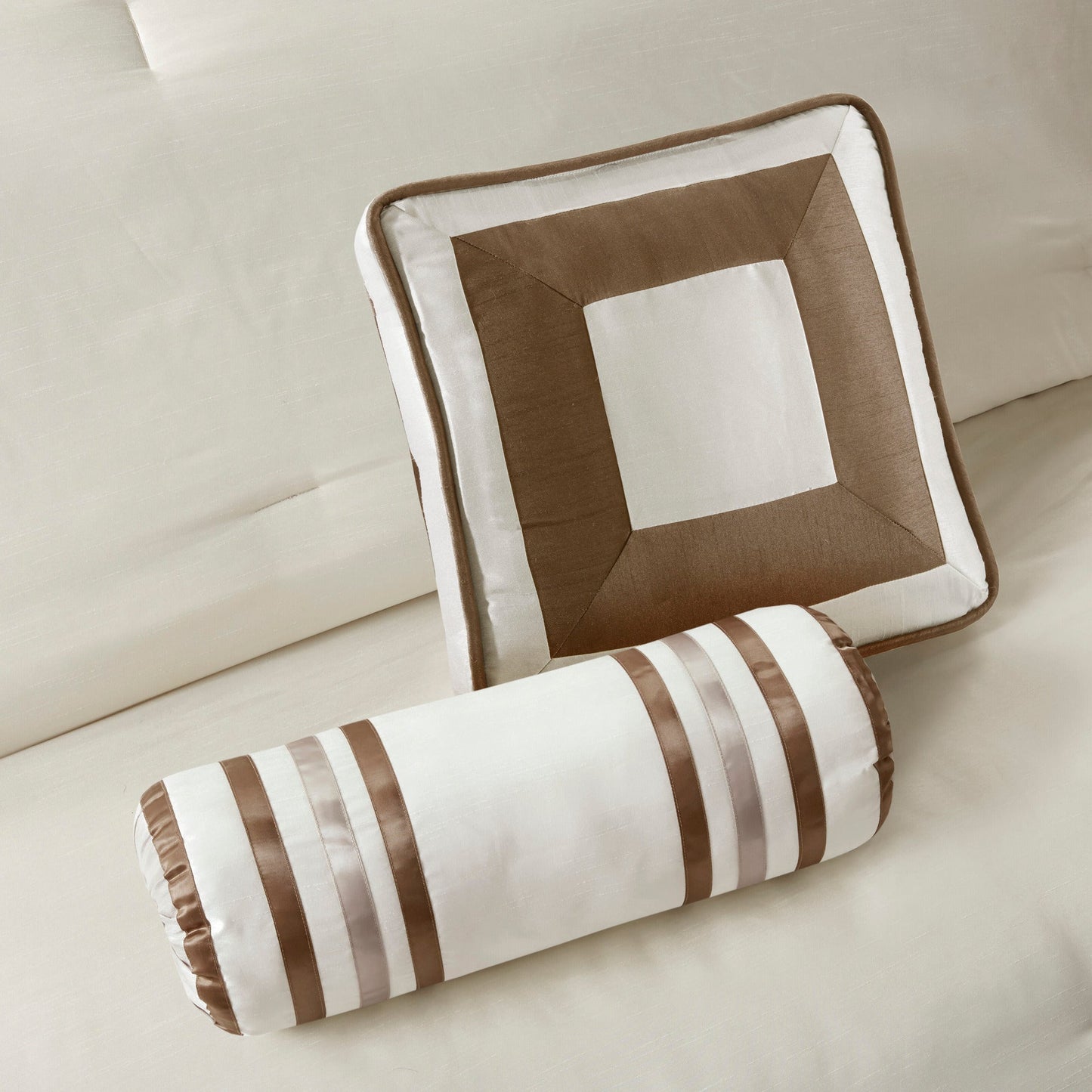 7 Piece Comforter Set Taupe/Brown King