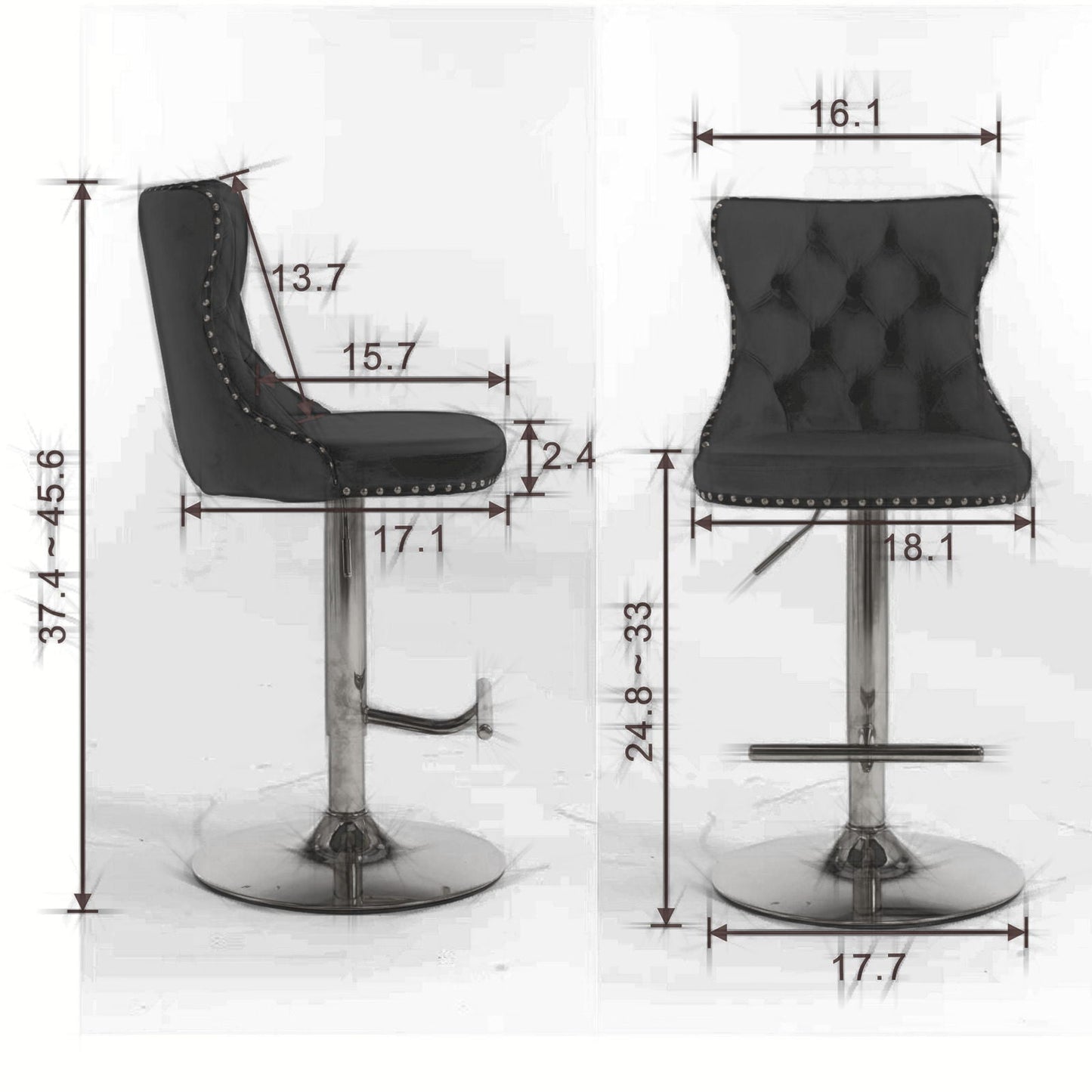 Swivel Adjustable Height Barstools Set of 2