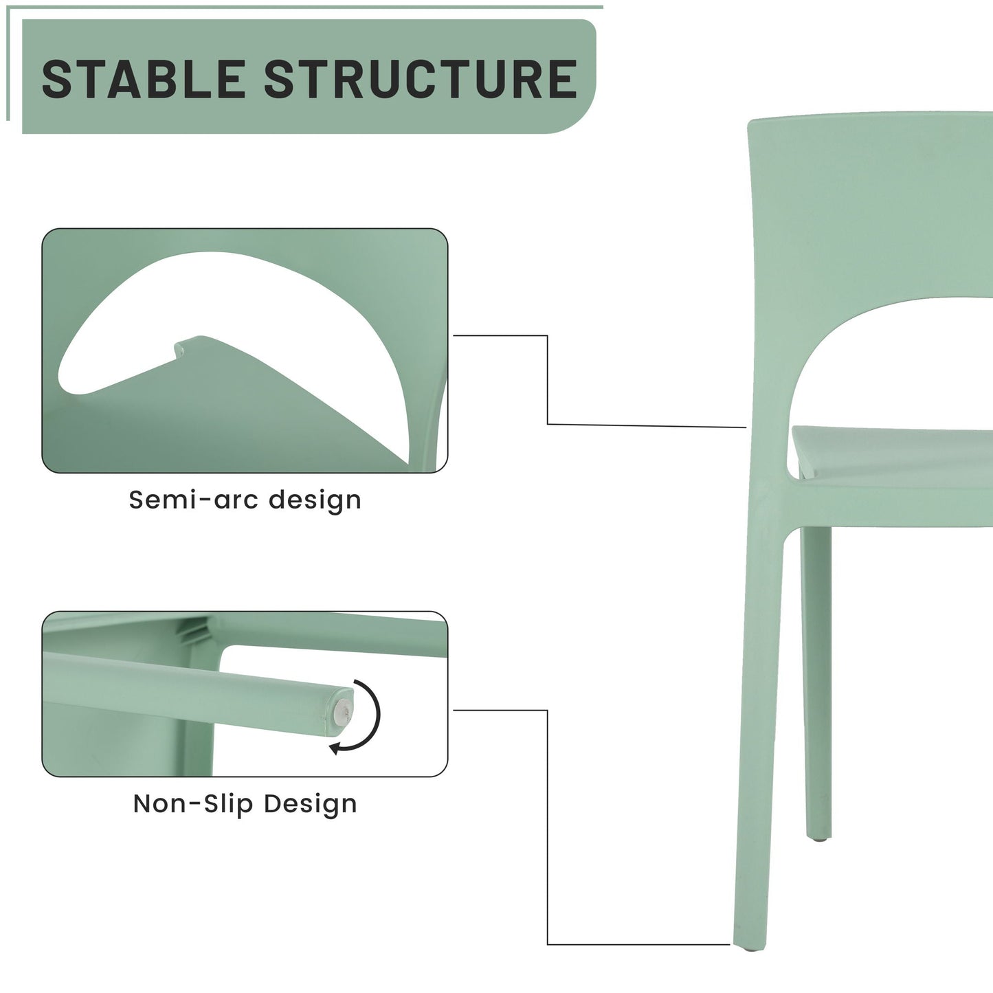 4 Piece Set Of Modern Designed Single Chairs With Folding Square Table