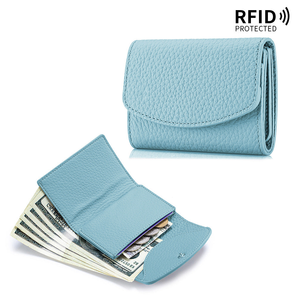 Japanese-style Short Wallet For Women Made From Top-layer Cowhide With A Premium Feel
