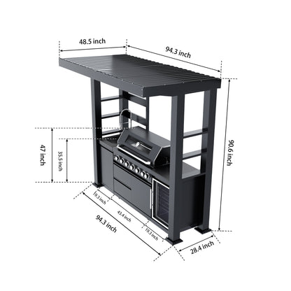 94-Inch 6-Burner Deluxe Stainless Steel Gas Outdoor Kitchen Grill