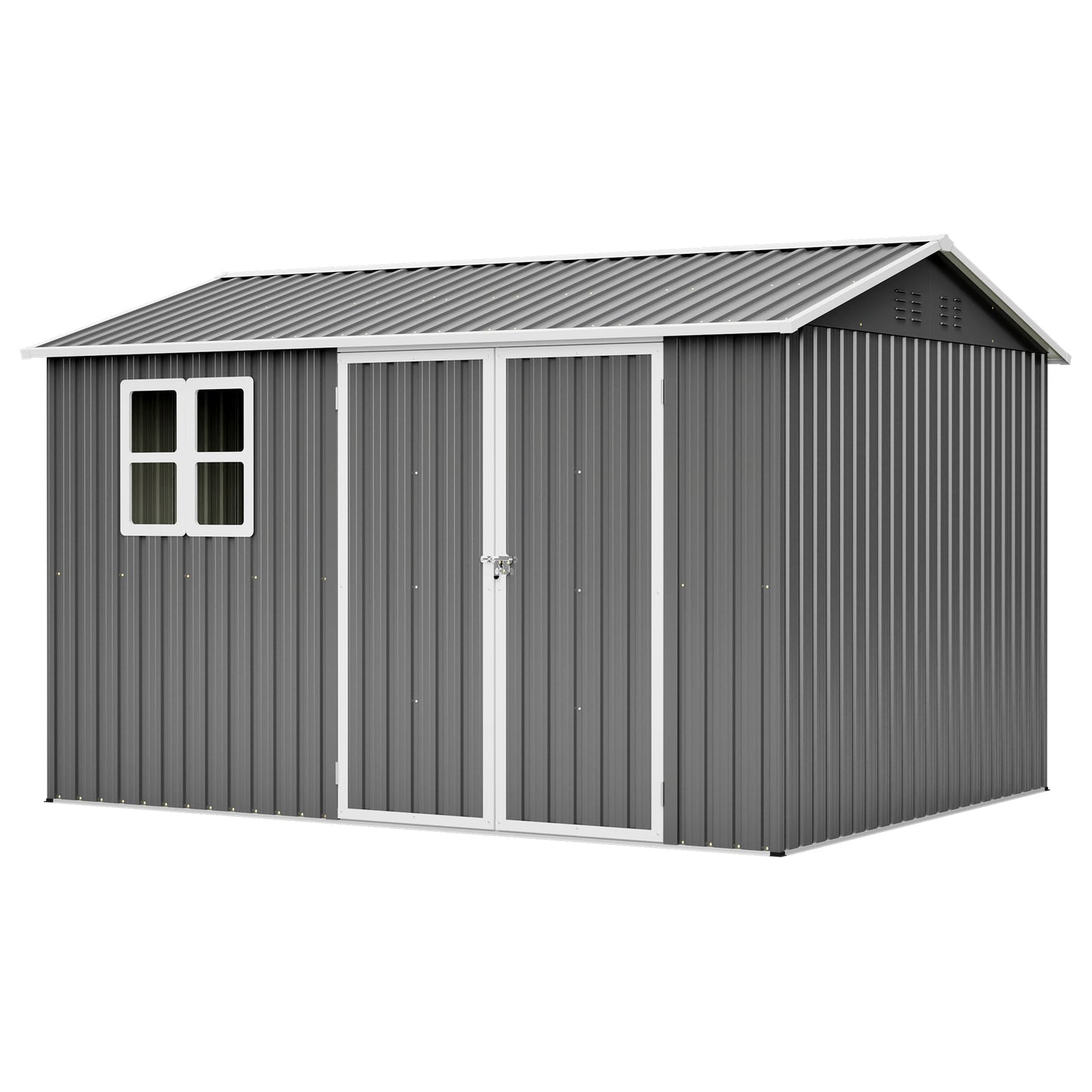 10'x8' Oversized Steel Storage Shed with Window and Lockable Doors