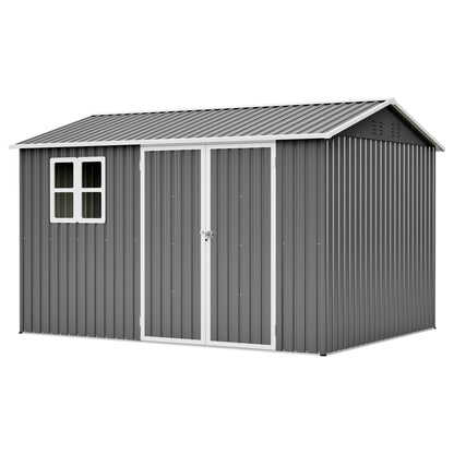 10'x8' Oversized Steel Storage Shed with Window and Lockable Doors